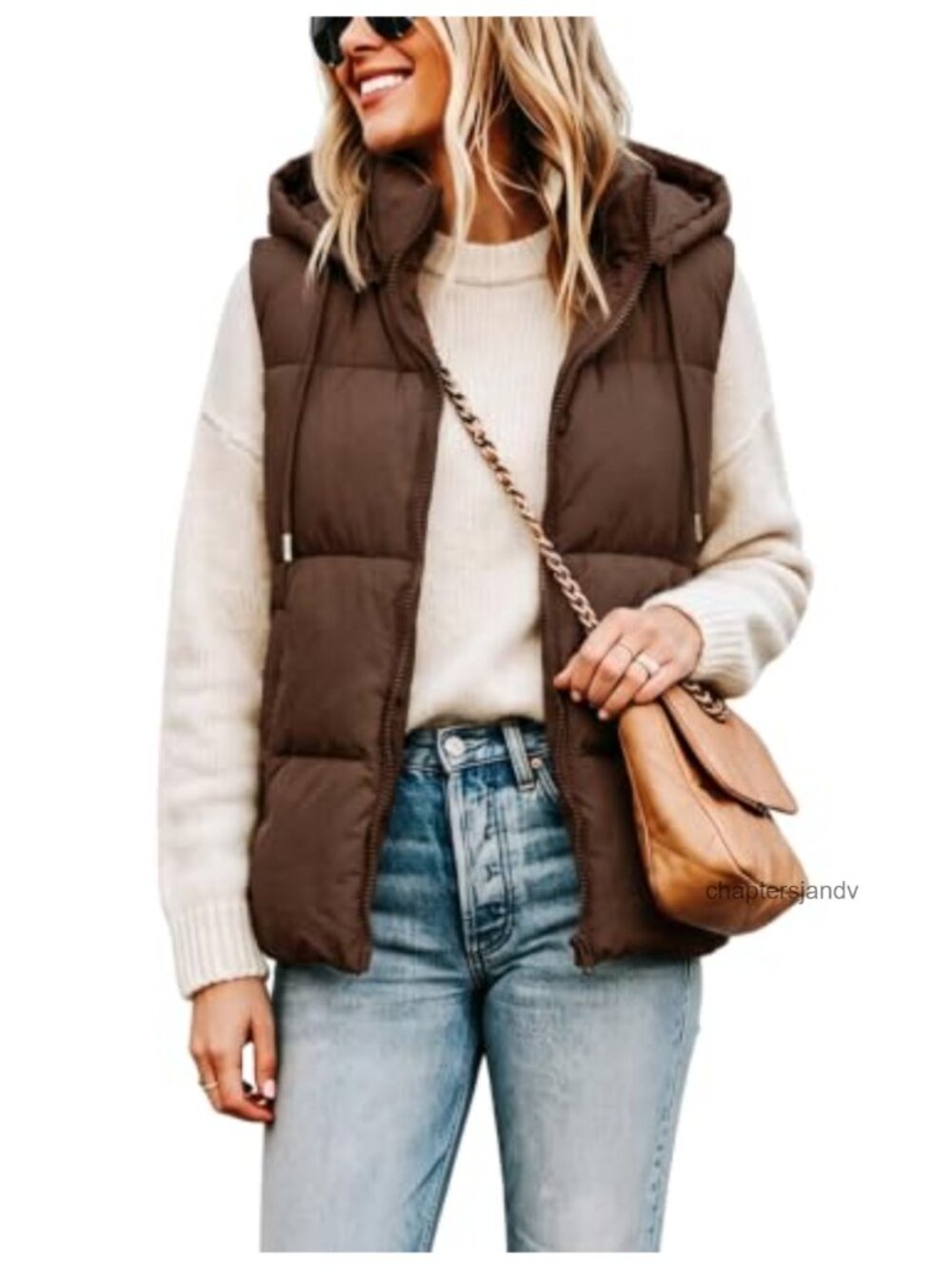 Tanming Women's Puffer Vest Winter Sleeveless Coat with Hood